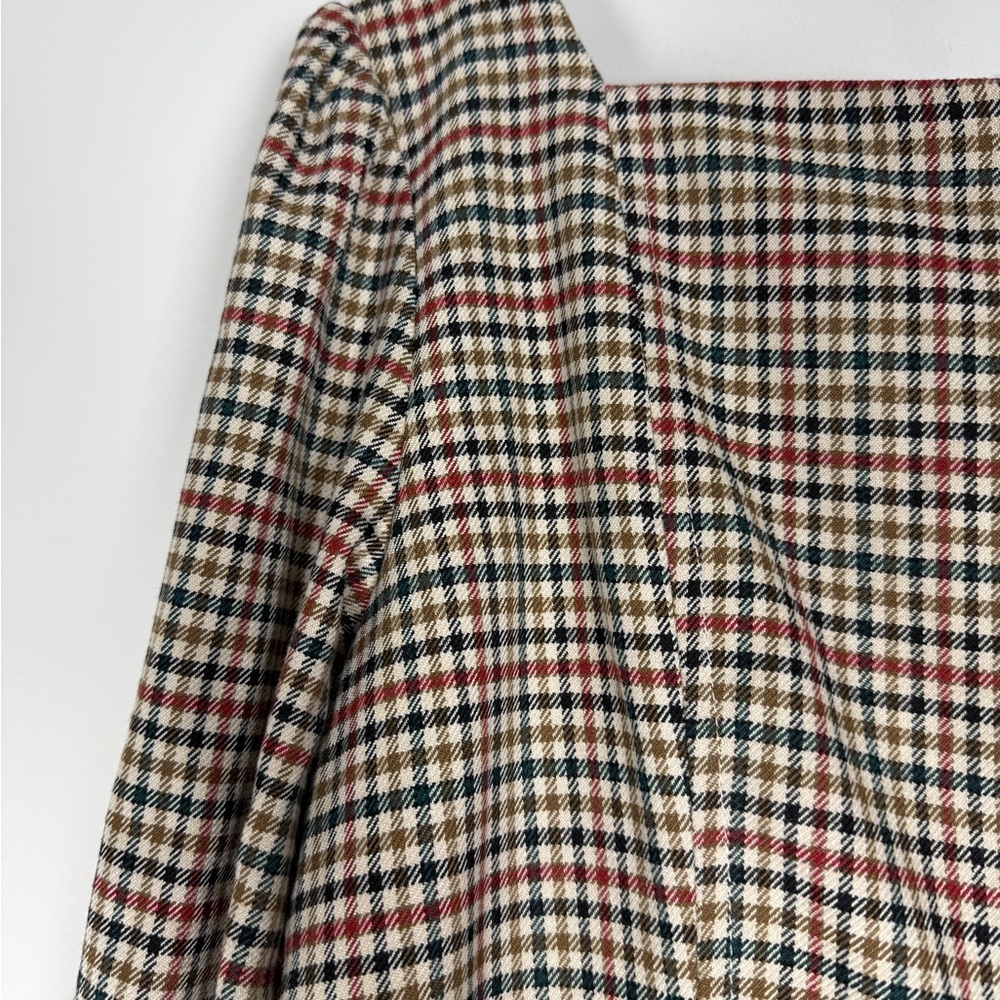 Gal Meets Glam Sz 10 Brooke Dress Plaid A-line Square Long Sleeves Pockets Prep - Picture 5 of 16